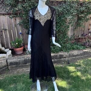 Vintage Black Lace Dress TLC For Display Study Parts Repair Repurposed